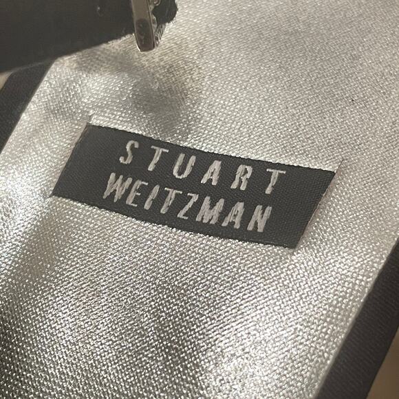 Stuart Weitzman 7 Black Satin Strappy Heels | Rhinestone Circle, Spain Y2K - Picture 7 of 13